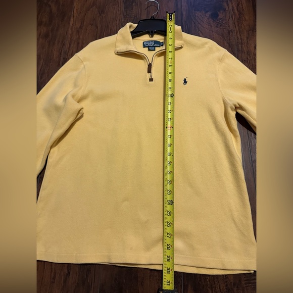 Polo Ralph Lauren Quarter Zip Men’s Size Medium Yellow Blue Pony Knit Cotton - Picture 7 of 7
